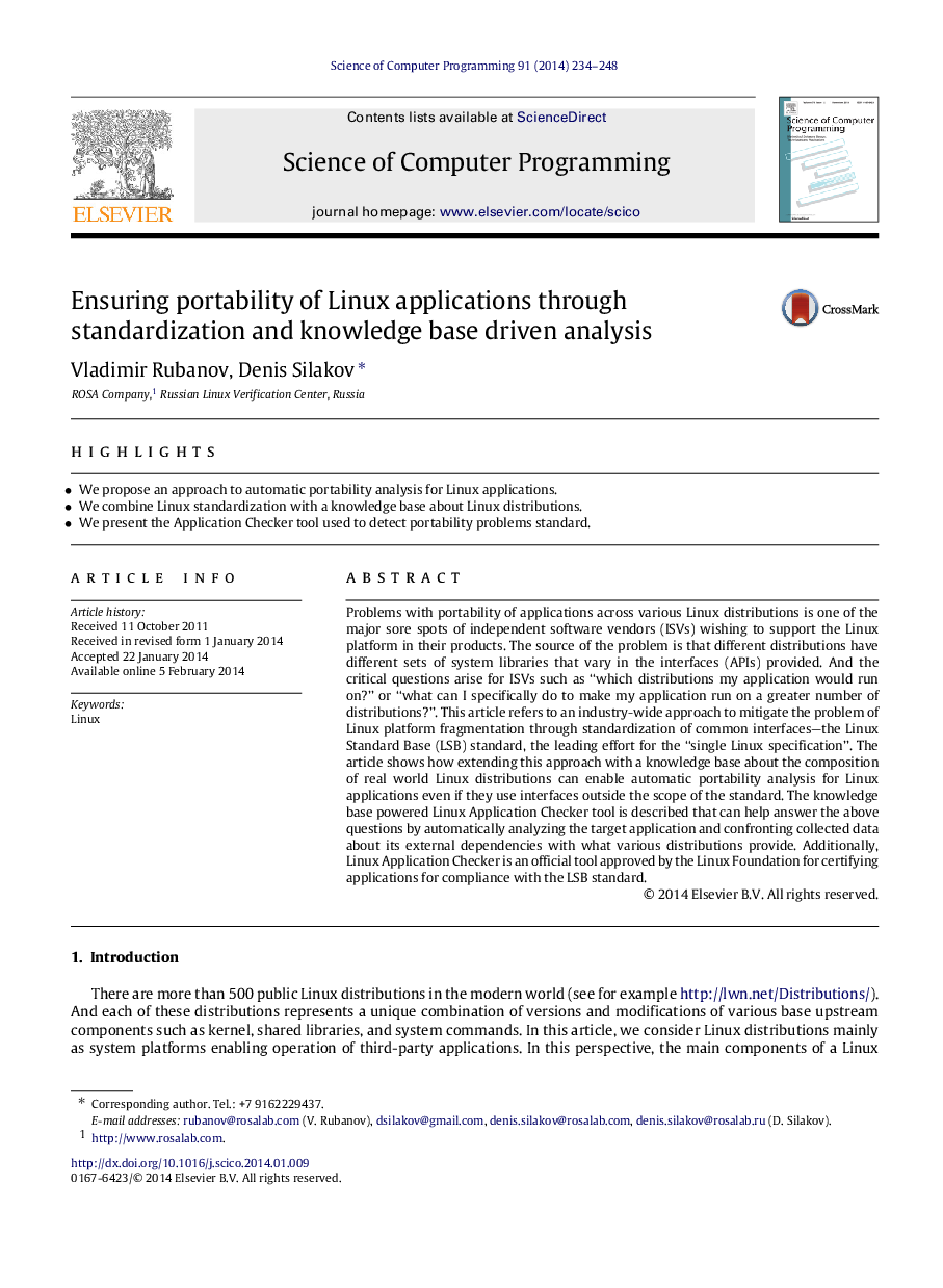 Ensuring portability of Linux applications through standardization and knowledge base driven analysis