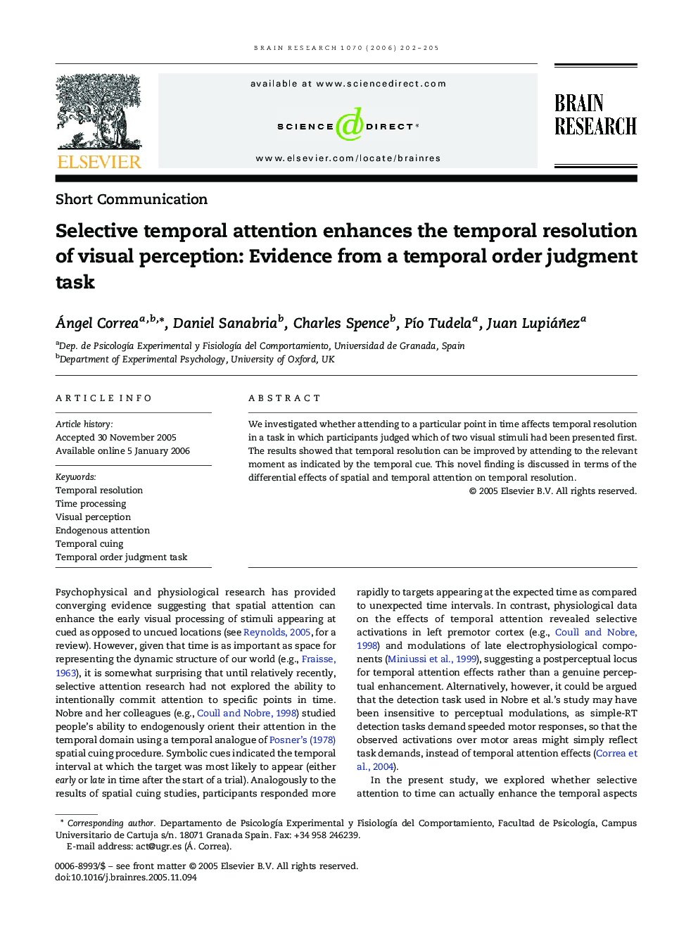 Selective temporal attention enhances the temporal resolution of visual perception: Evidence from a temporal order judgment task