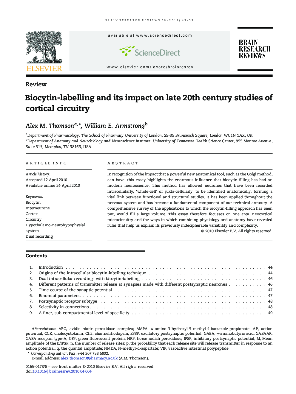 Biocytin-labelling and its impact on late 20th century studies of cortical circuitry