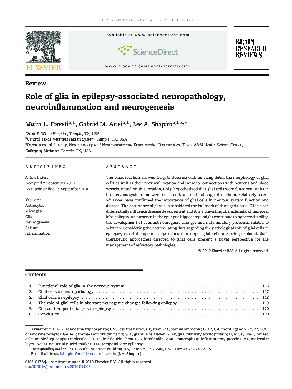 Role of glia in epilepsy-associated neuropathology, neuroinflammation and neurogenesis