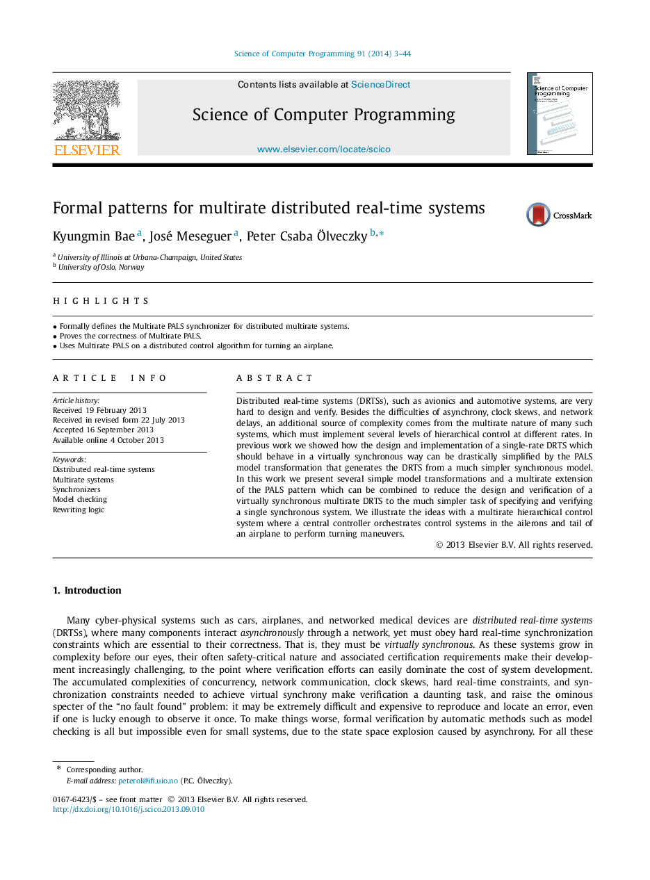 Formal patterns for multirate distributed real-time systems