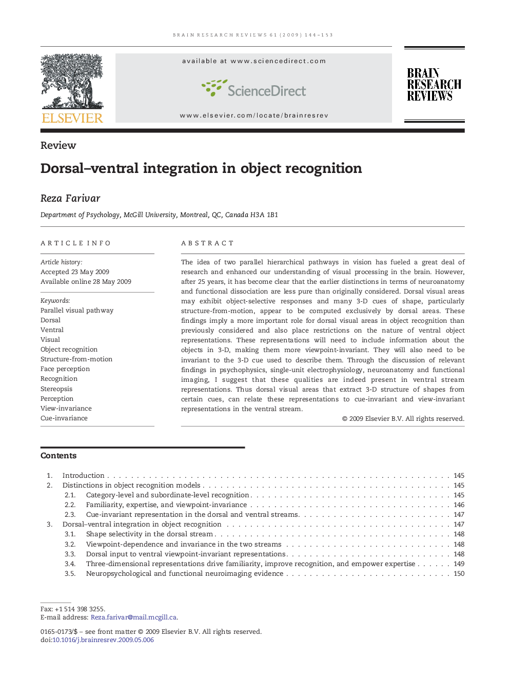 Dorsal–ventral integration in object recognition