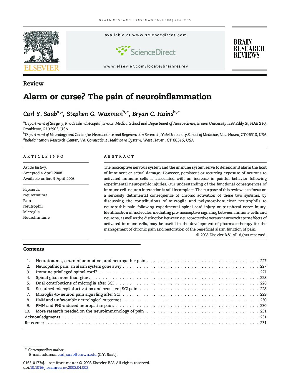 Alarm or curse? The pain of neuroinflammation