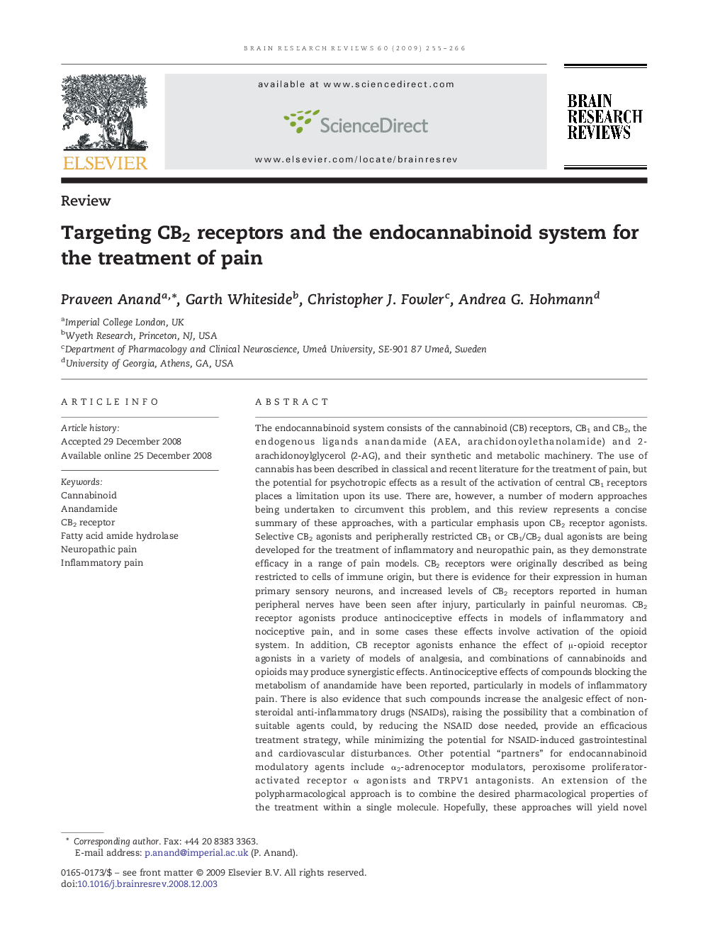 Targeting CB2 receptors and the endocannabinoid system for the treatment of pain