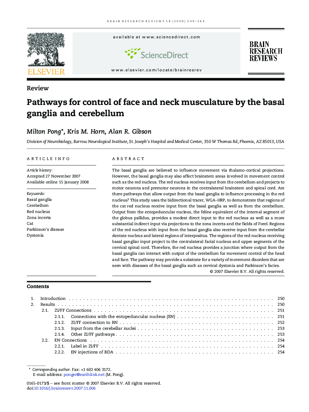 Pathways for control of face and neck musculature by the basal ganglia and cerebellum