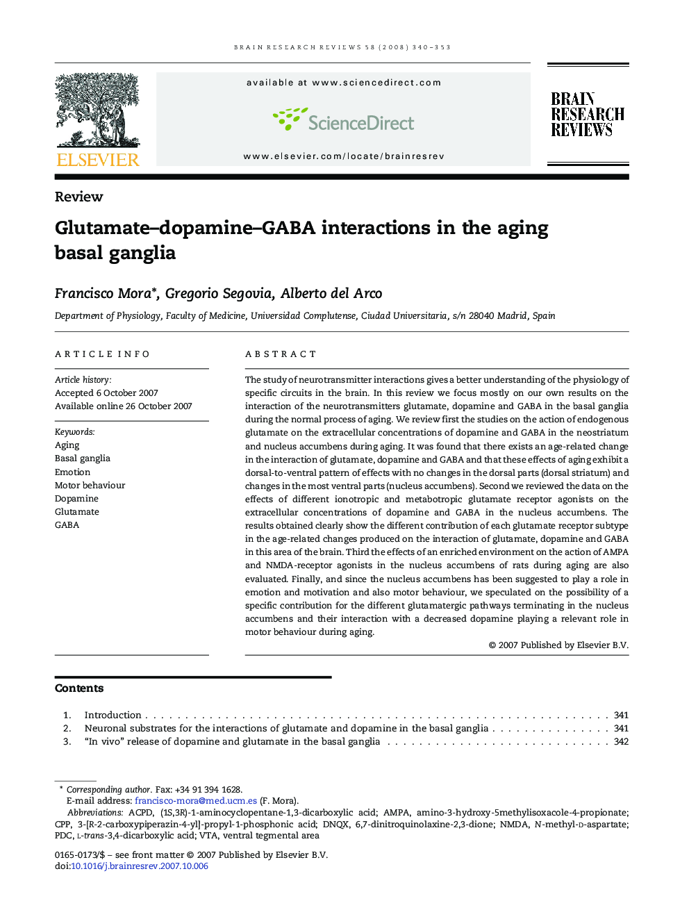Glutamate–dopamine–GABA interactions in the aging basal ganglia