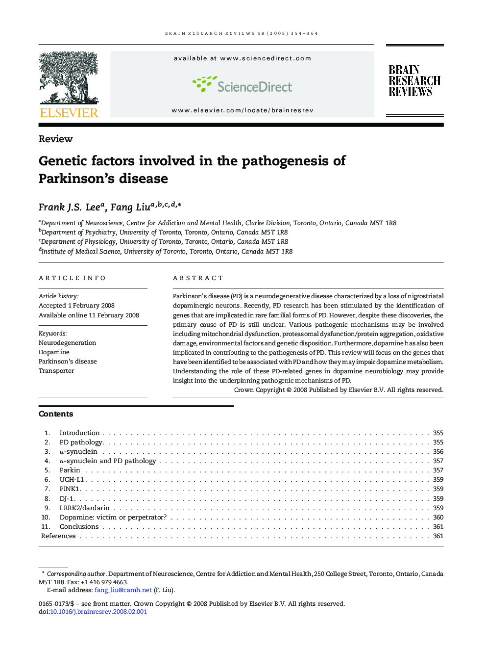 Genetic factors involved in the pathogenesis of Parkinson's disease