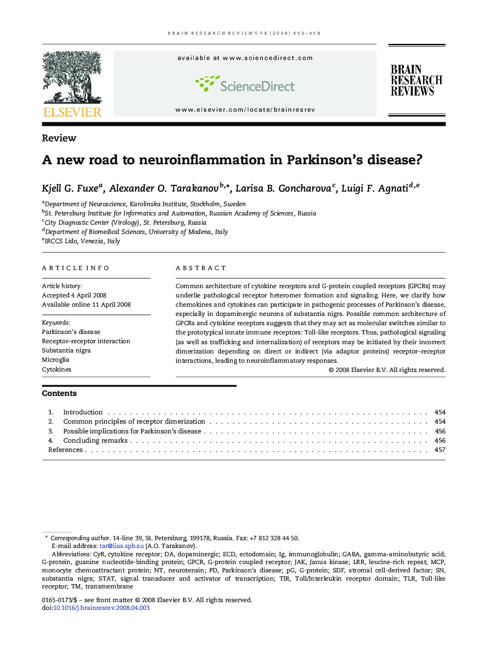 A new road to neuroinflammation in Parkinson's disease?