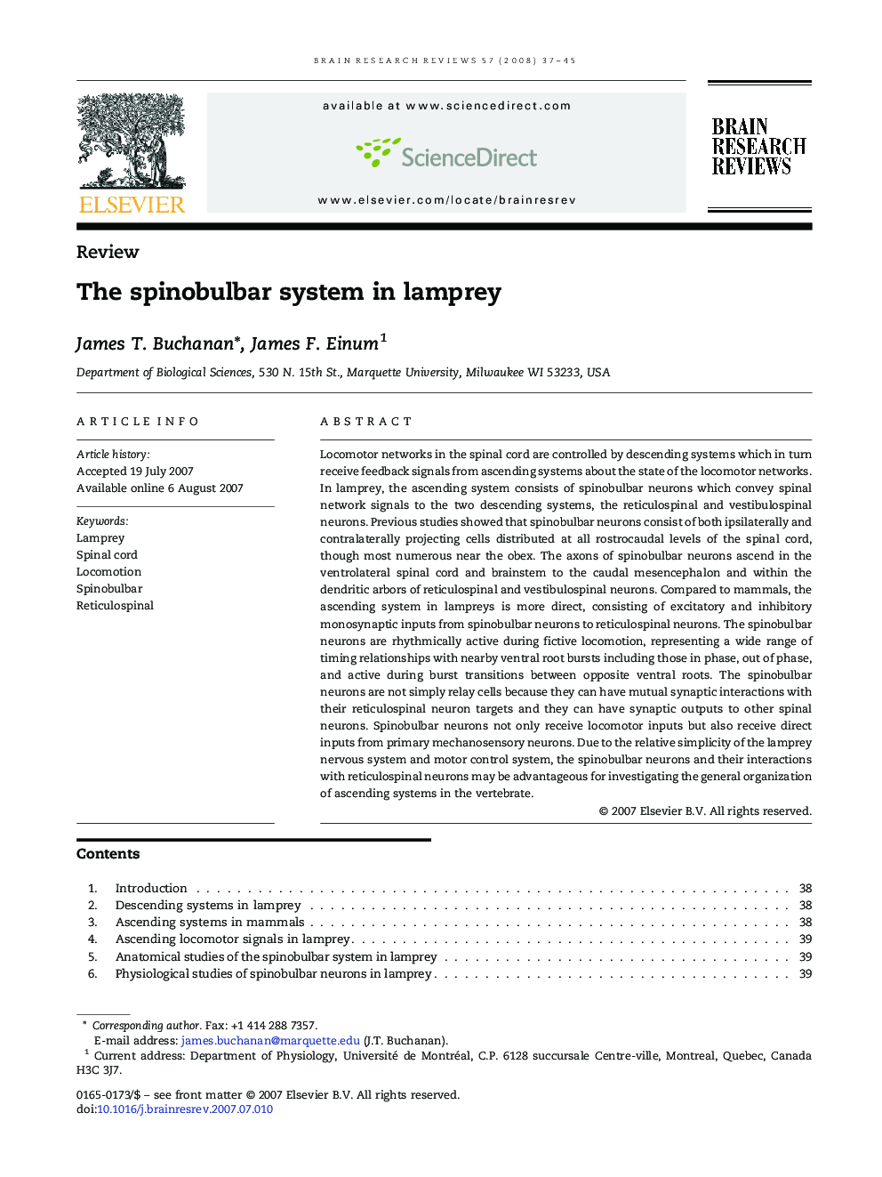 The spinobulbar system in lamprey