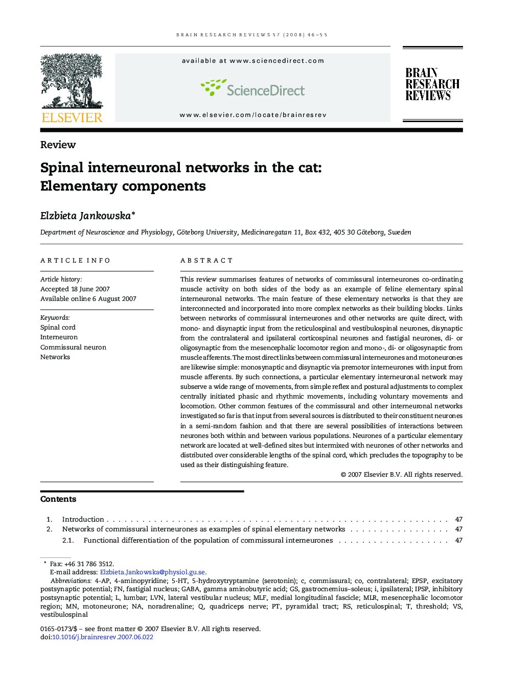 Spinal interneuronal networks in the cat: Elementary components