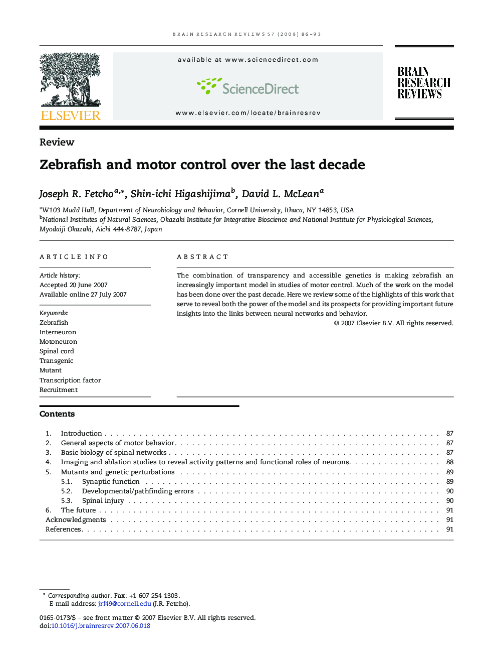 Zebrafish and motor control over the last decade