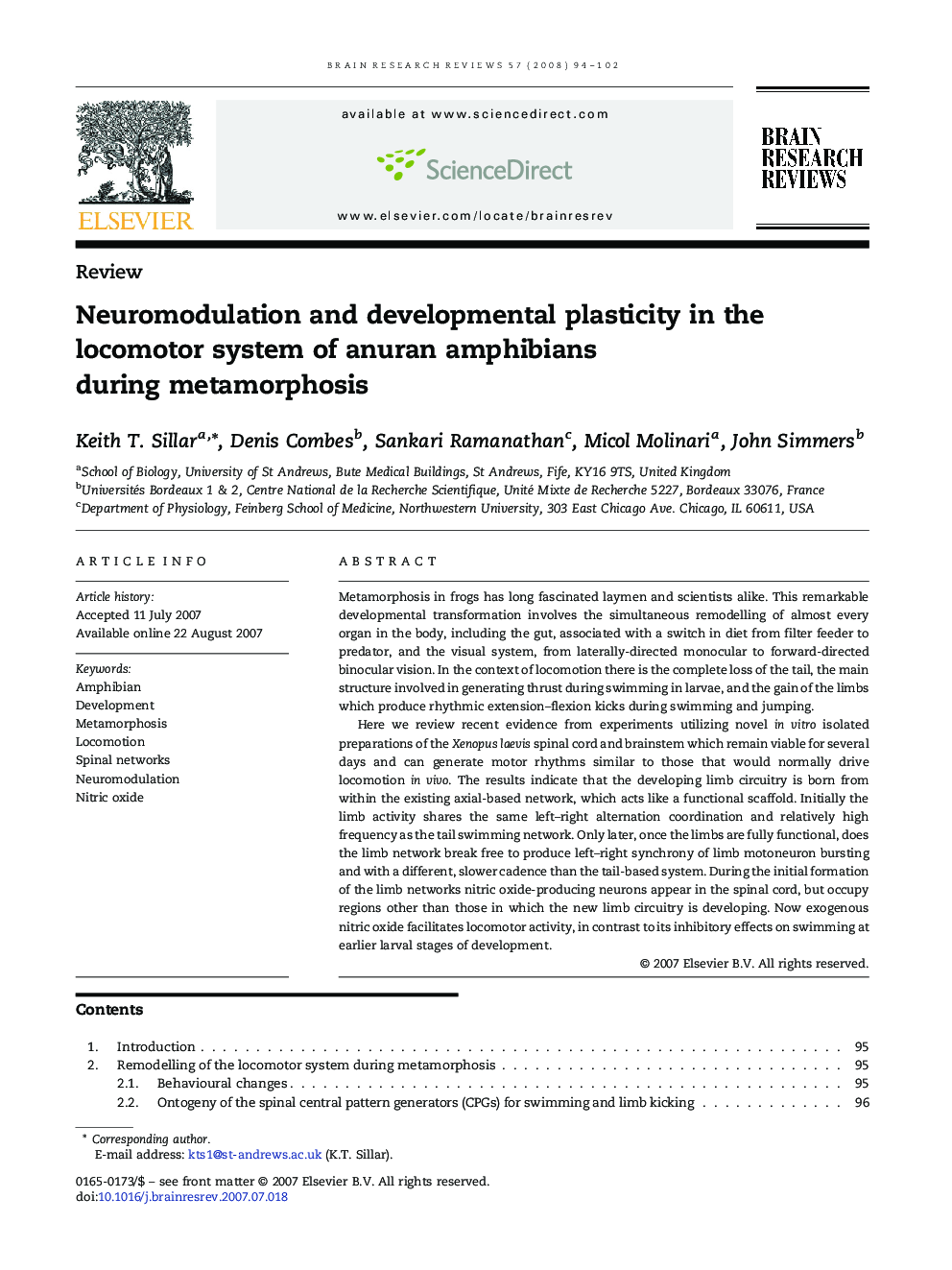 Neuromodulation and developmental plasticity in the locomotor system of anuran amphibians during metamorphosis