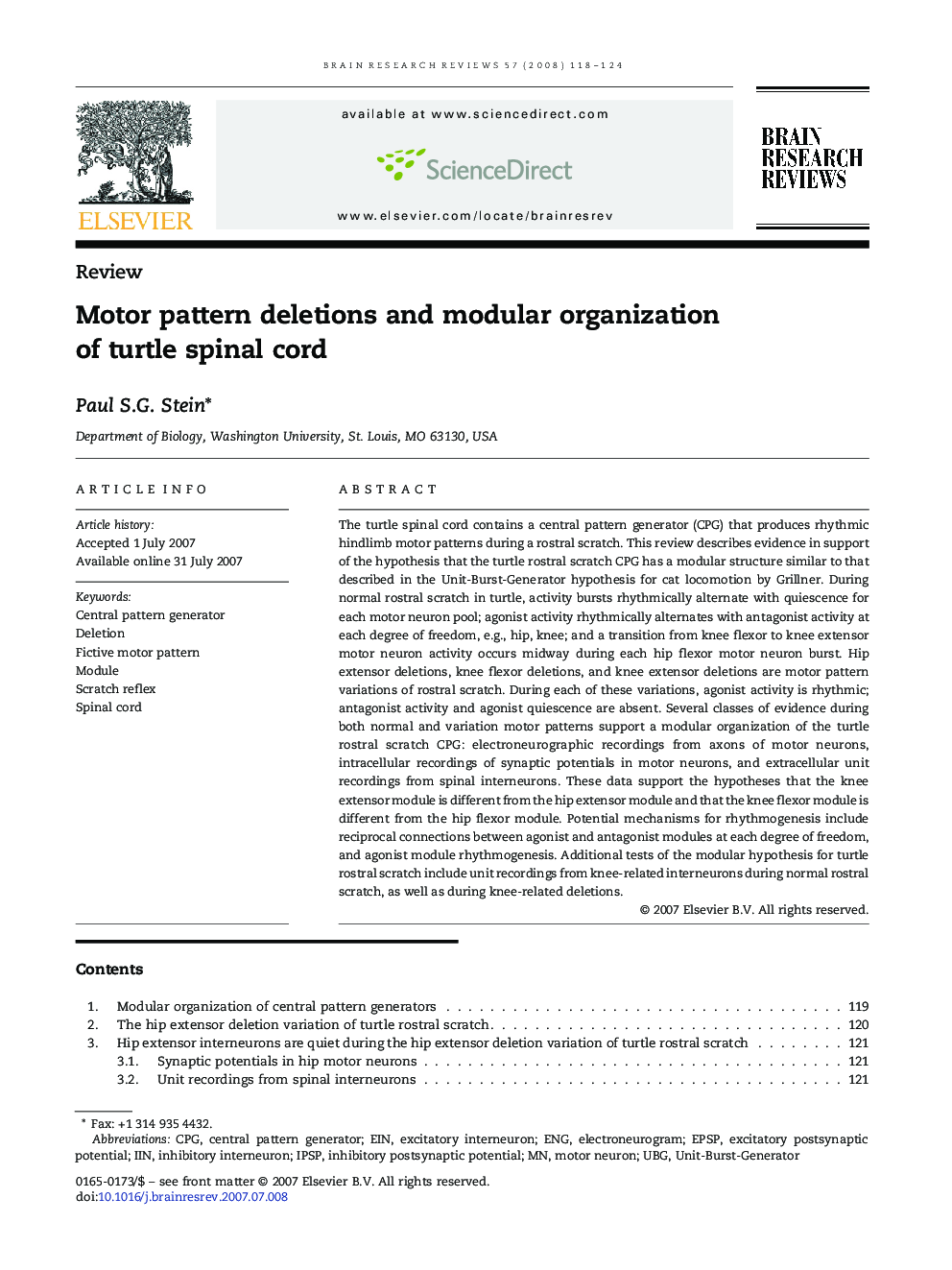 Motor pattern deletions and modular organization of turtle spinal cord