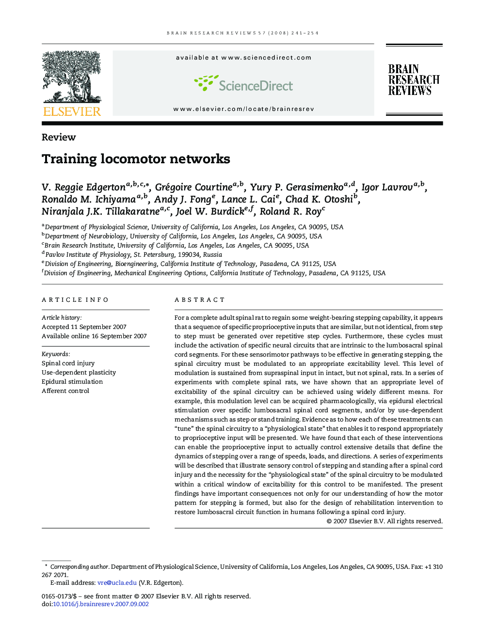 Training locomotor networks