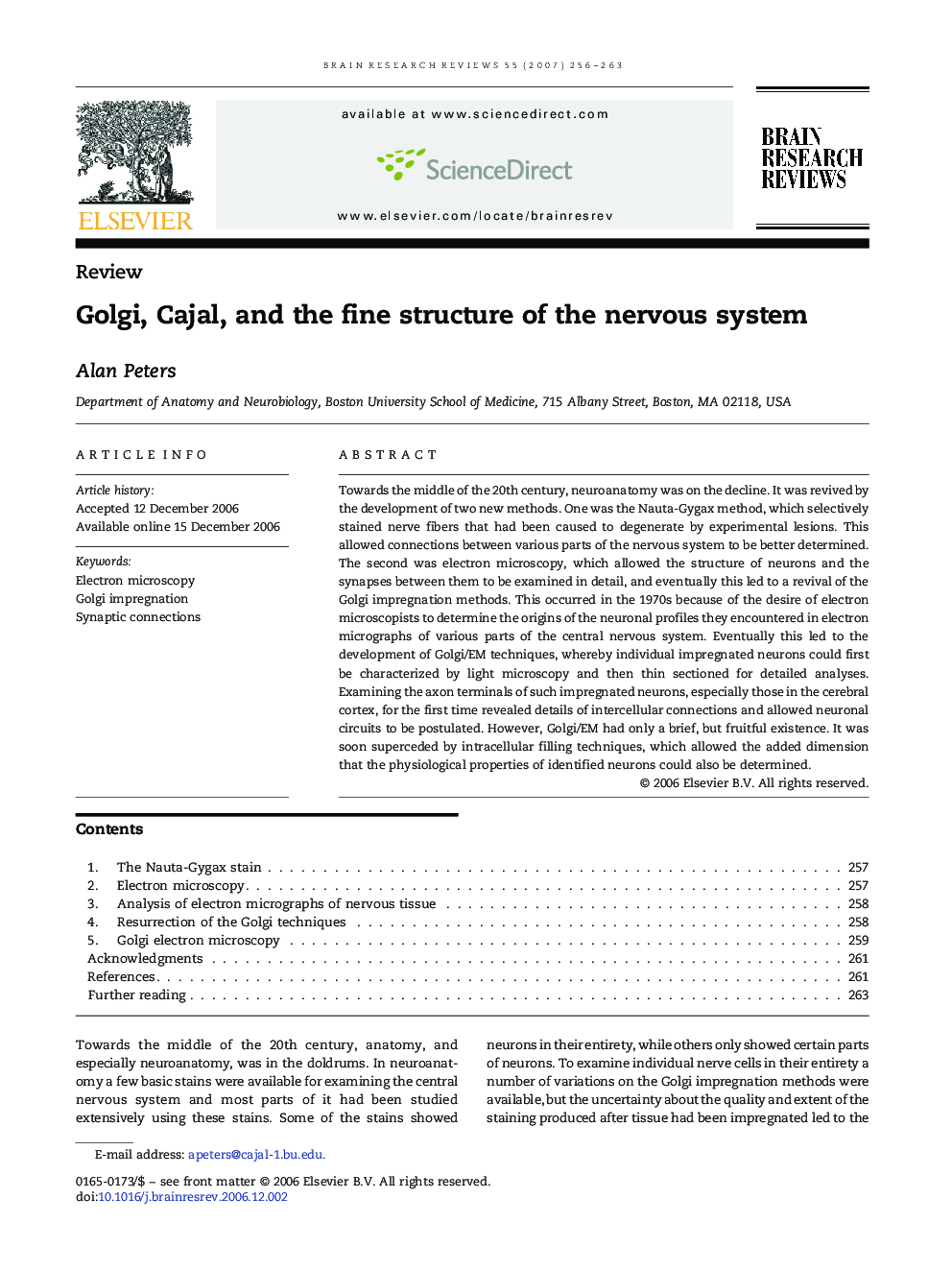 Golgi, Cajal, and the fine structure of the nervous system