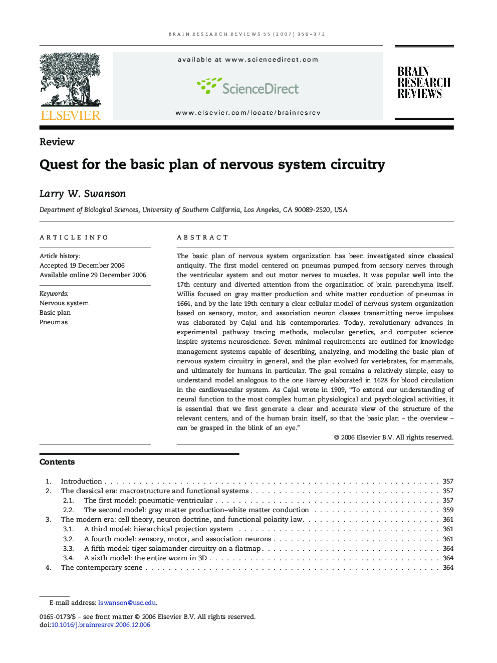 Quest for the basic plan of nervous system circuitry