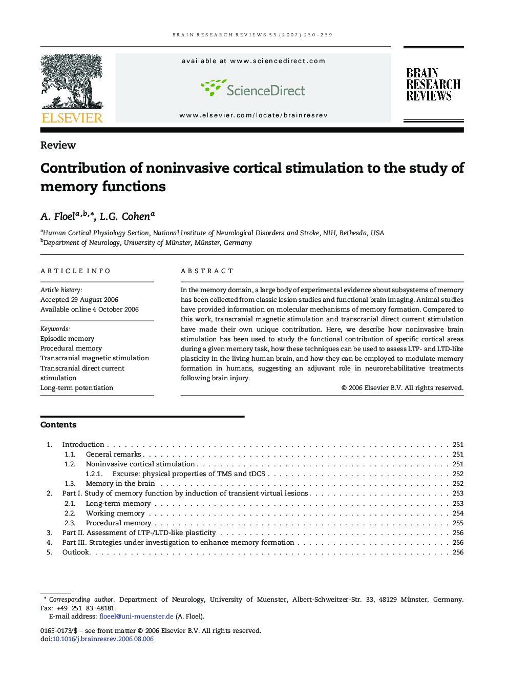 Contribution of noninvasive cortical stimulation to the study of memory functions