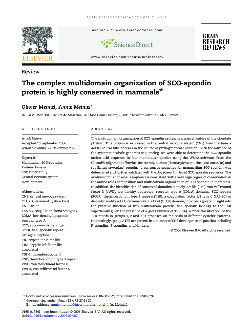 The complex multidomain organization of SCO-spondin protein is highly conserved in mammals 