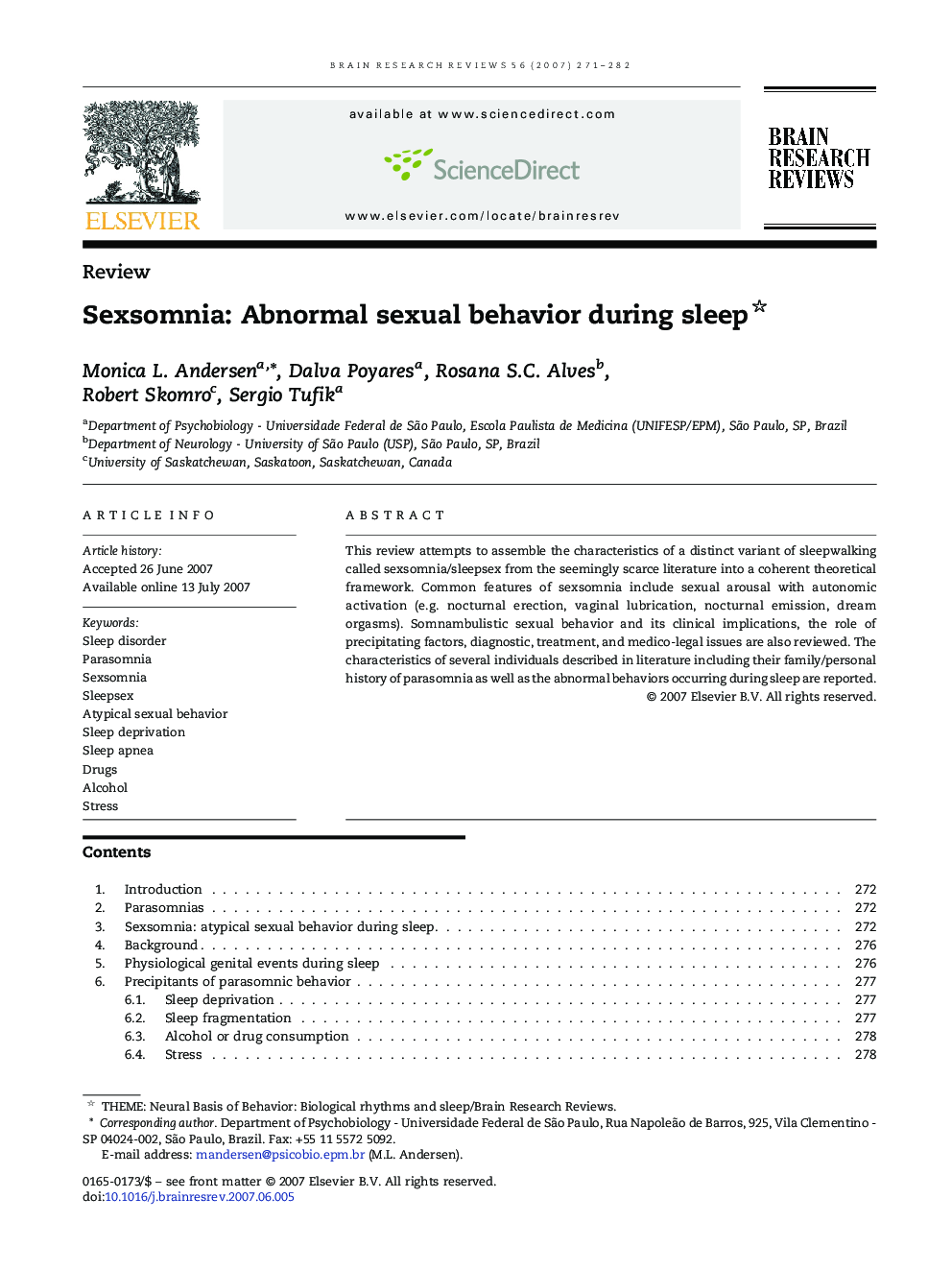 Sexsomnia: Abnormal sexual behavior during sleep