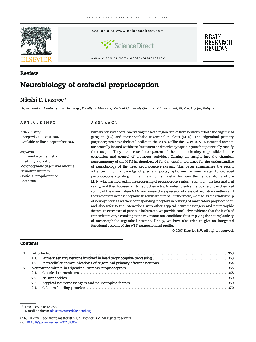 Neurobiology of orofacial proprioception
