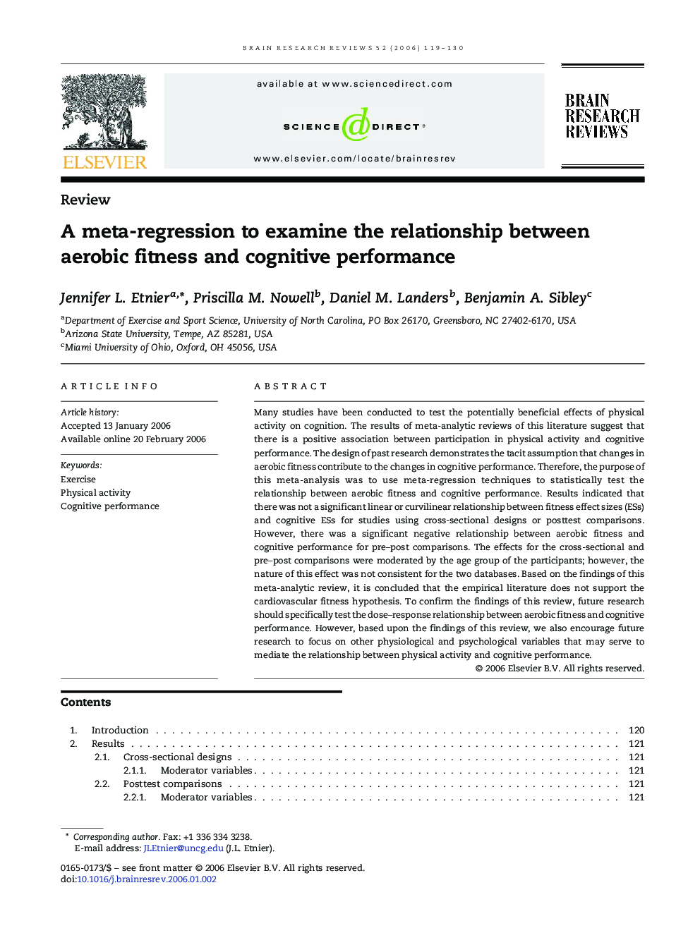 A meta-regression to examine the relationship between aerobic fitness and cognitive performance