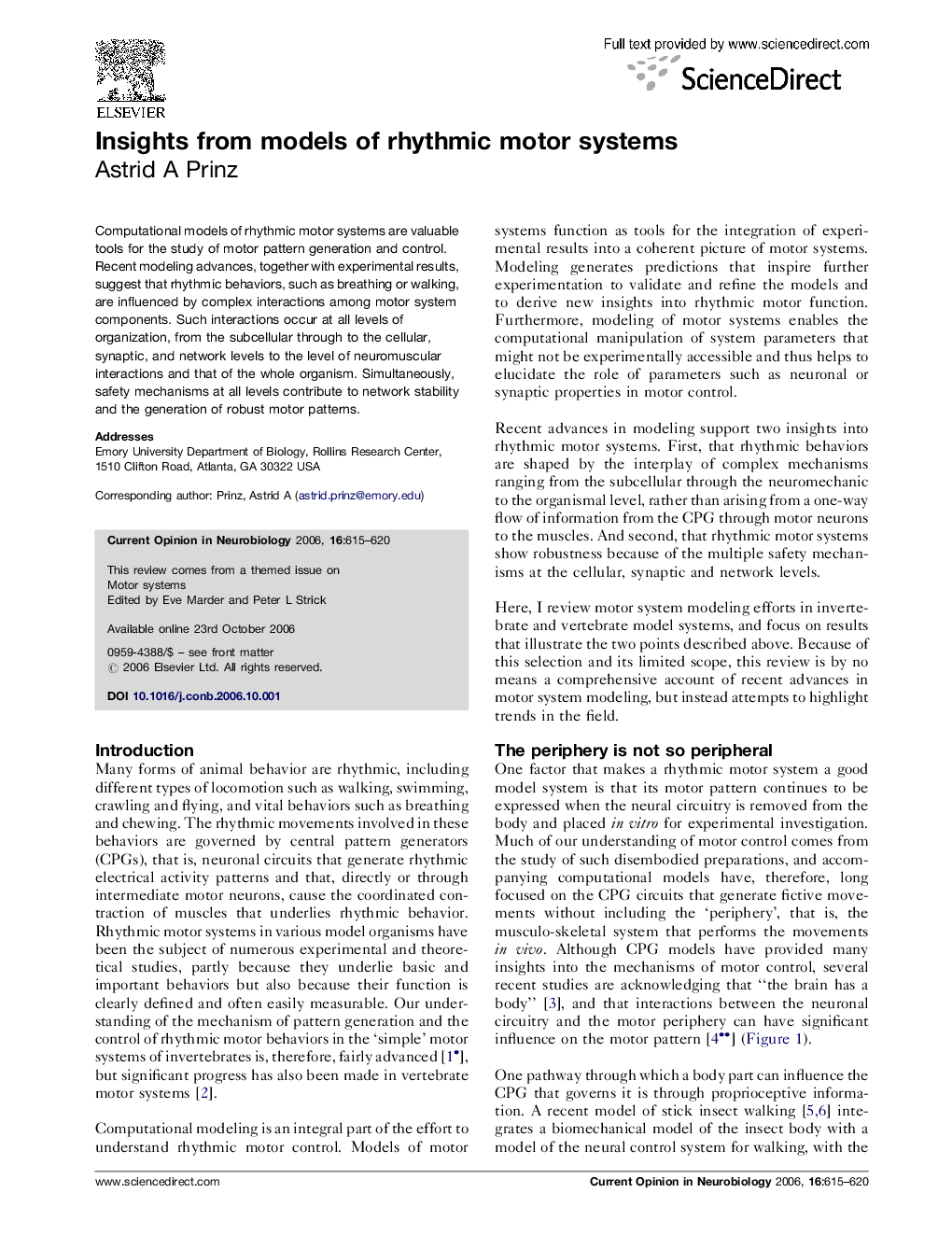 Insights from models of rhythmic motor systems