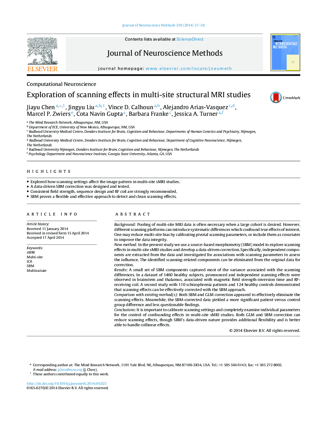 Exploration of scanning effects in multi-site structural MRI studies