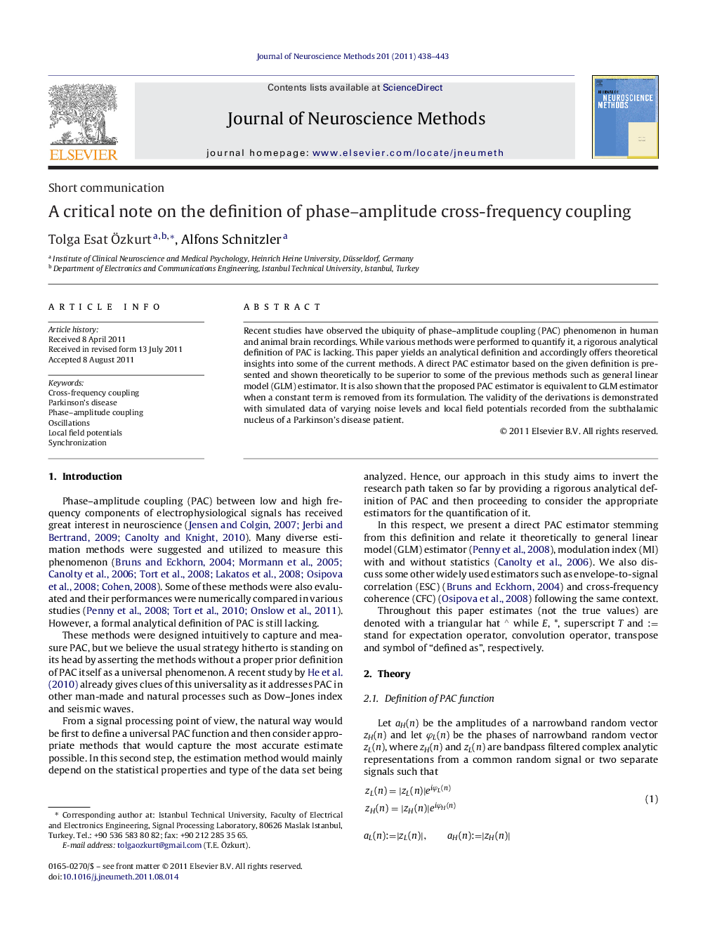 A critical note on the definition of phase–amplitude cross-frequency coupling