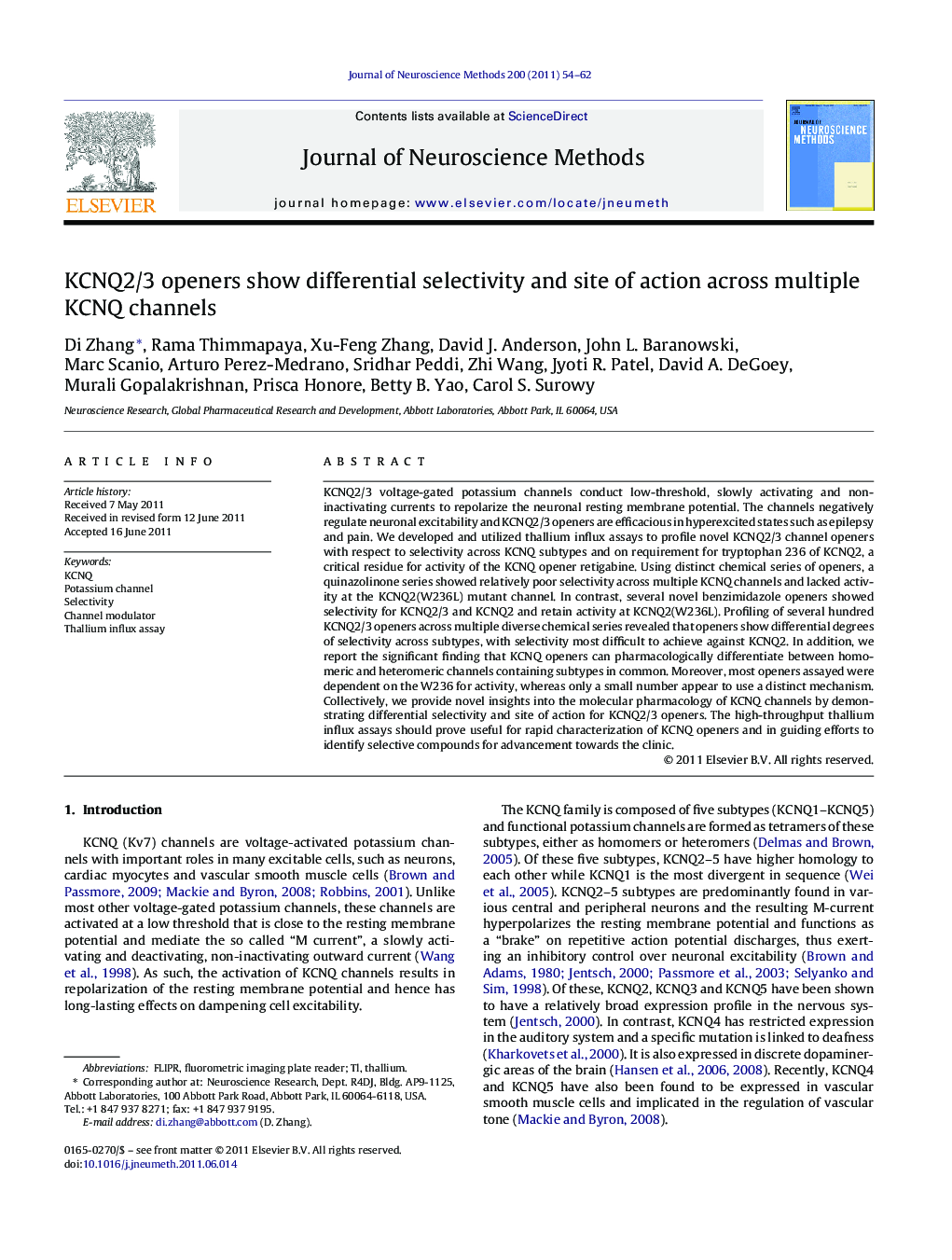 KCNQ2/3 openers show differential selectivity and site of action across multiple KCNQ channels