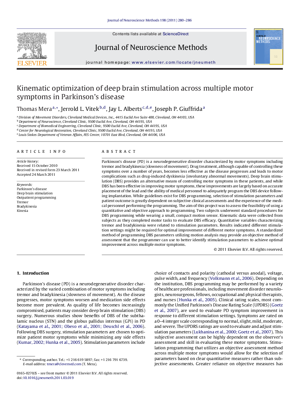 Kinematic optimization of deep brain stimulation across multiple motor symptoms in Parkinson's disease