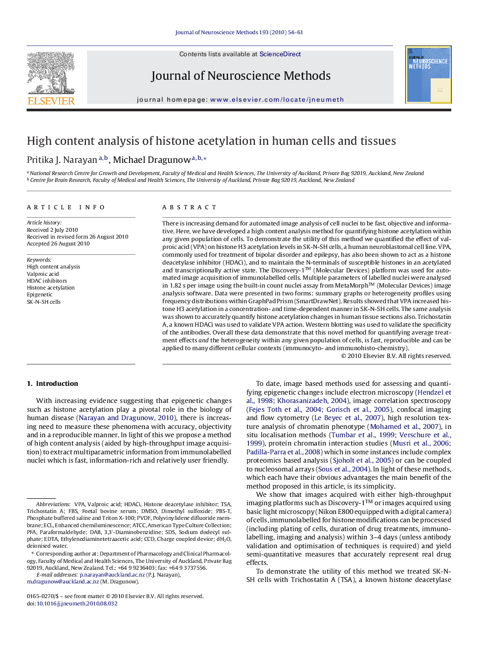 High content analysis of histone acetylation in human cells and tissues