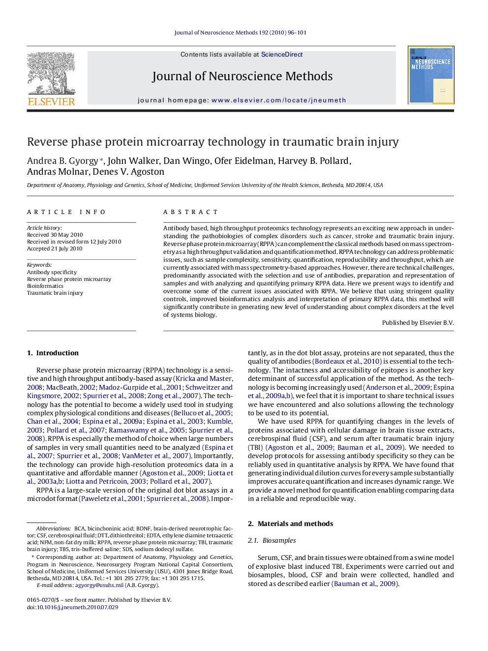 Reverse phase protein microarray technology in traumatic brain injury