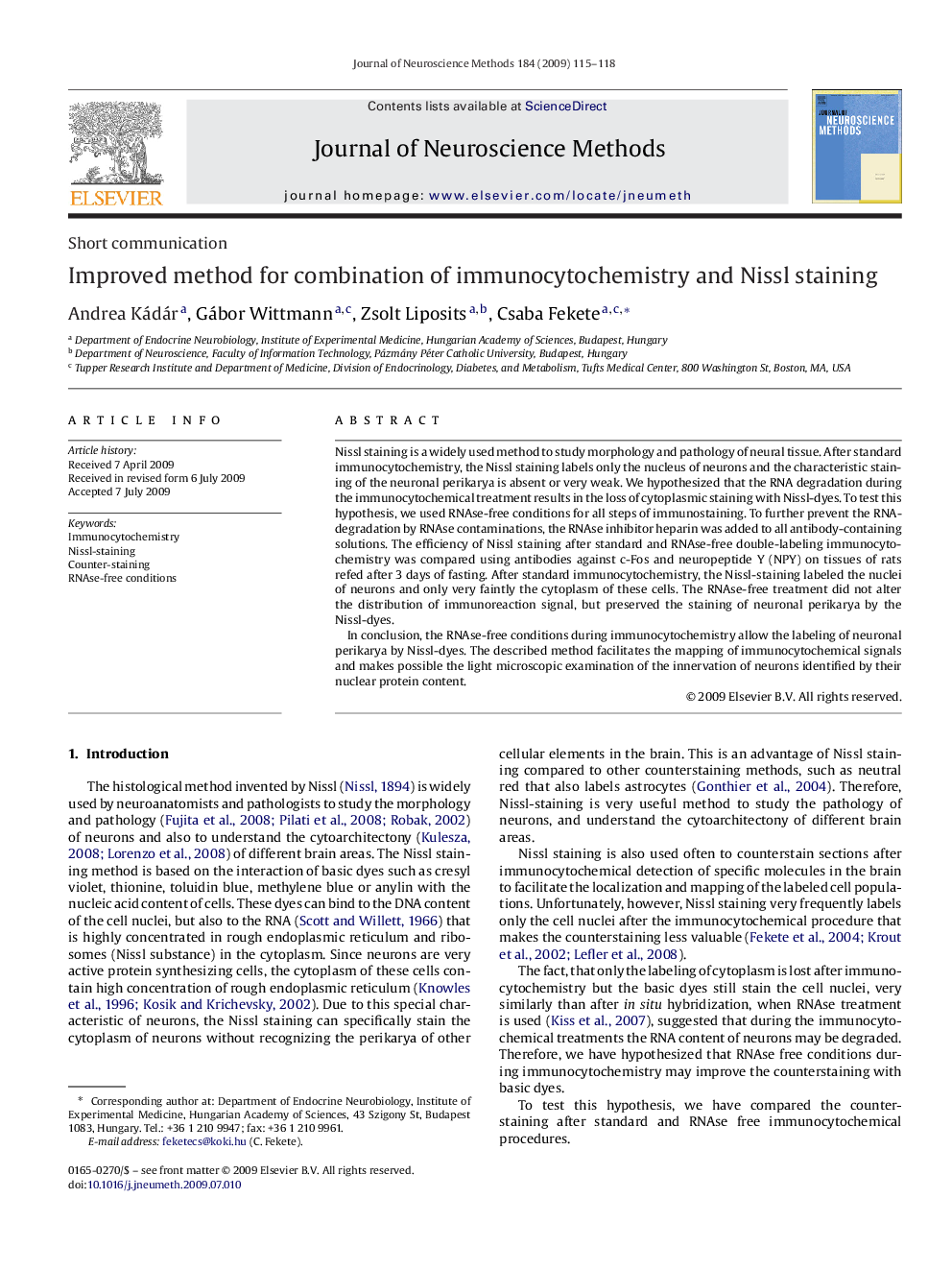 Improved method for combination of immunocytochemistry and Nissl staining