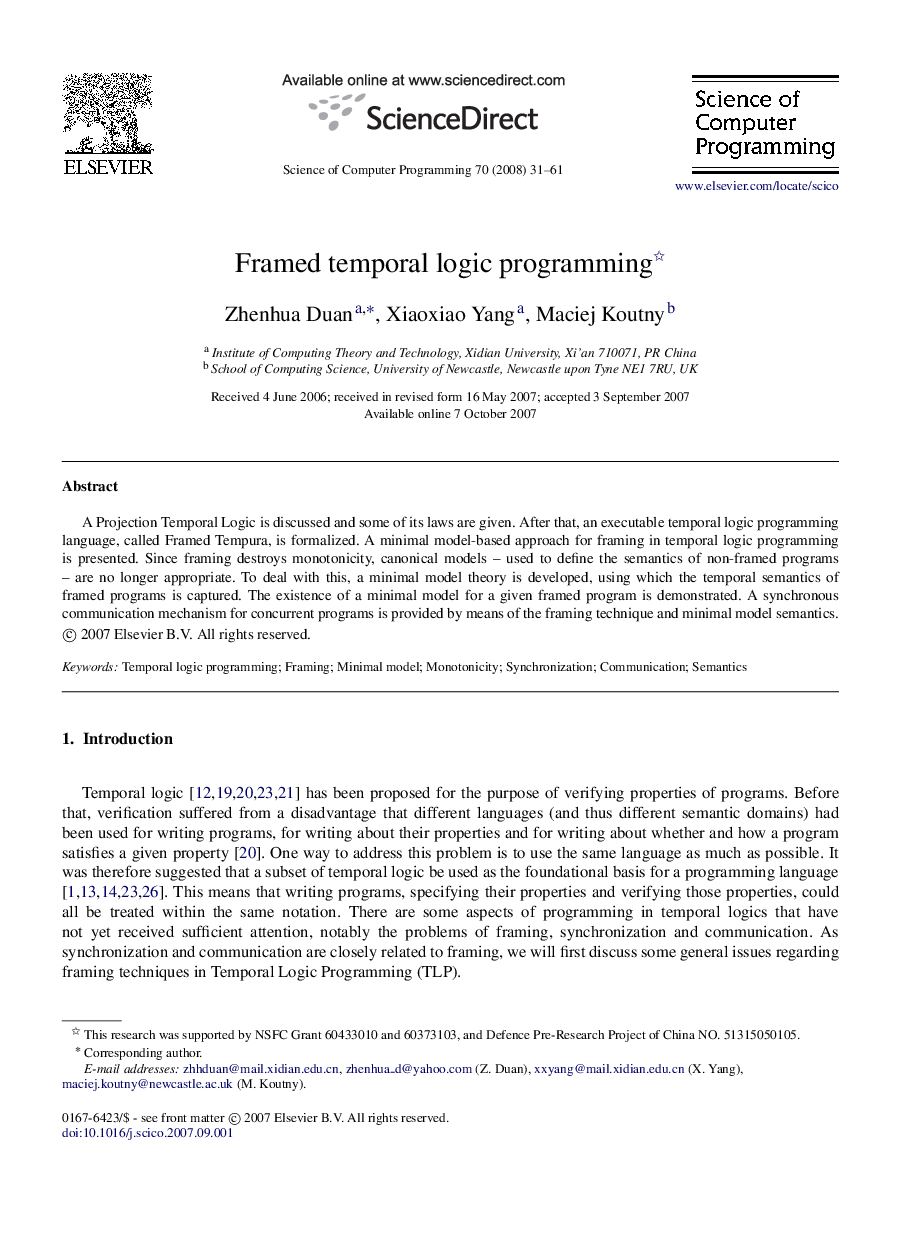 Framed temporal logic programming 