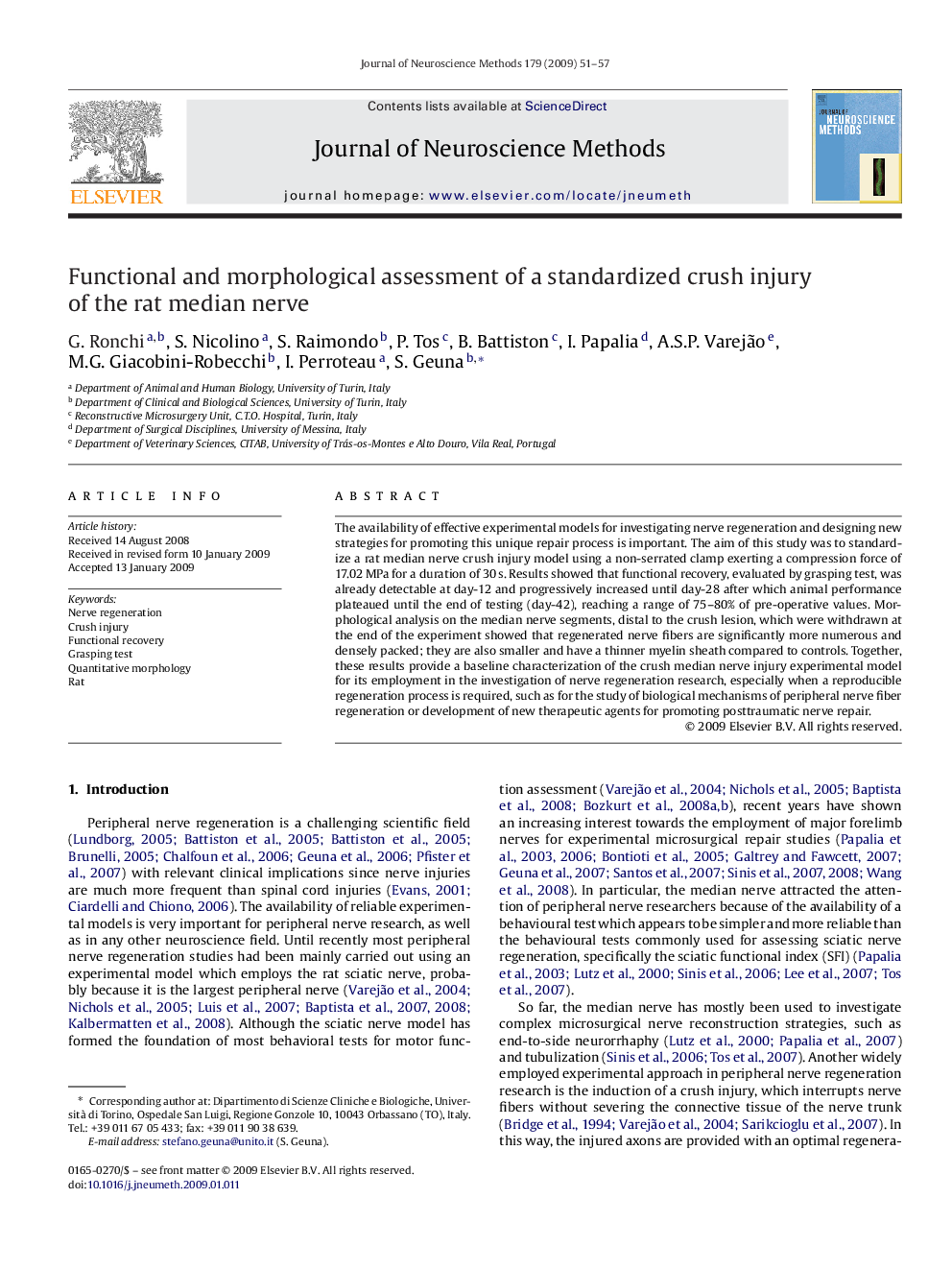 Functional and morphological assessment of a standardized crush injury of the rat median nerve