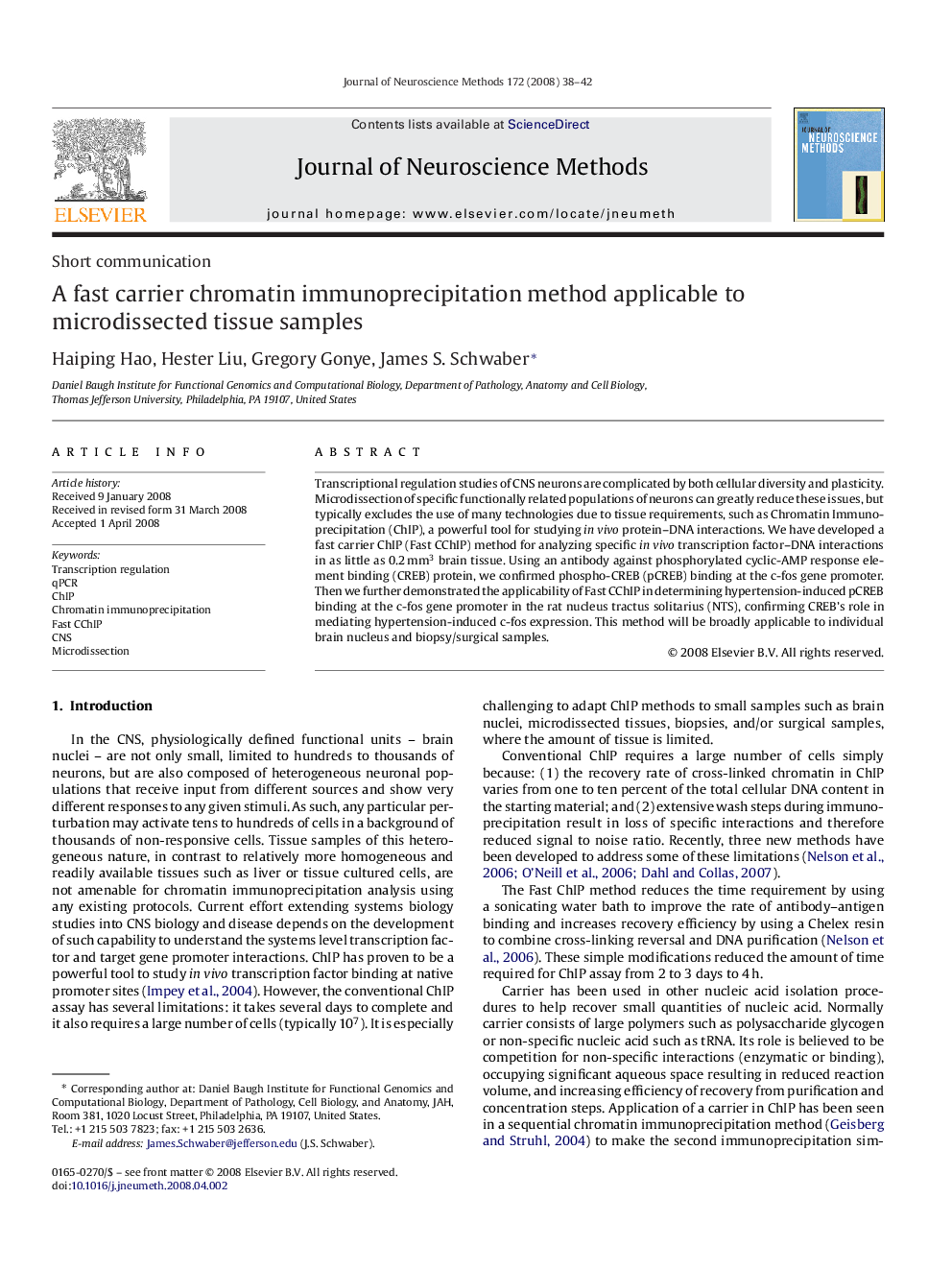 A fast carrier chromatin immunoprecipitation method applicable to microdissected tissue samples