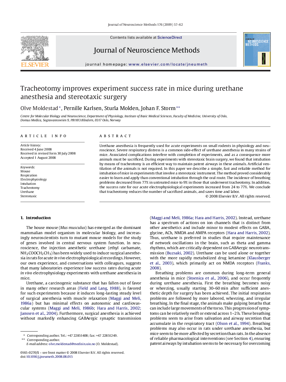 Tracheotomy improves experiment success rate in mice during urethane anesthesia and stereotaxic surgery