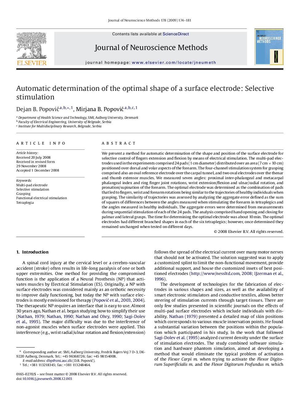 Automatic determination of the optimal shape of a surface electrode: Selective stimulation