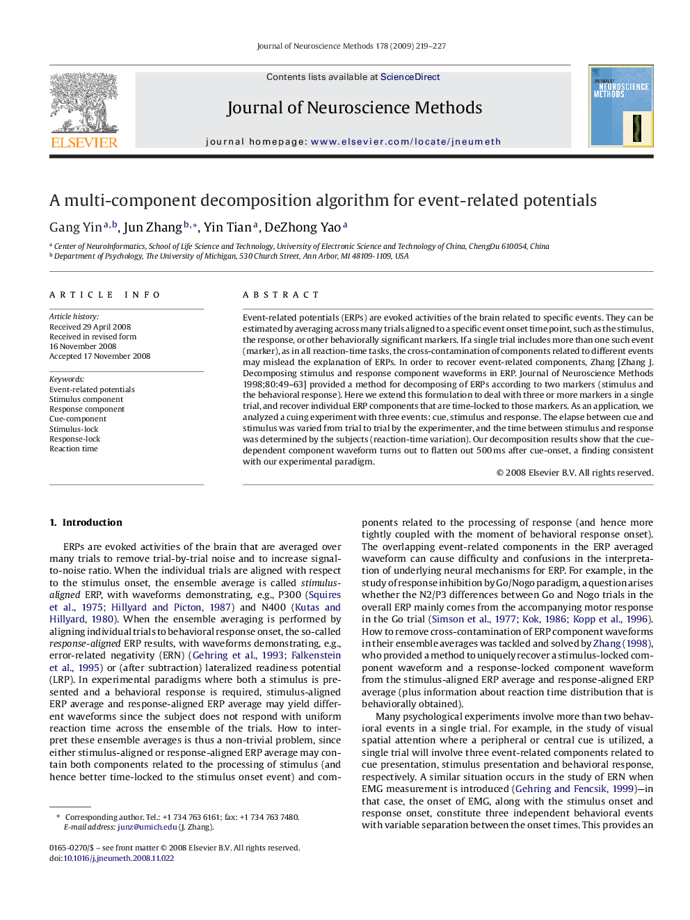 A multi-component decomposition algorithm for event-related potentials