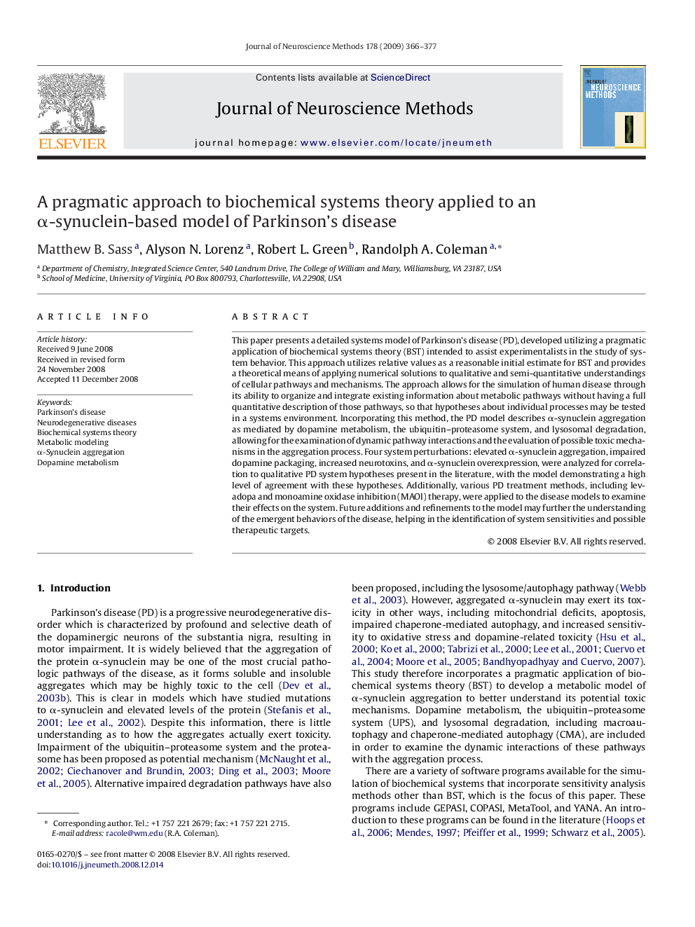 A pragmatic approach to biochemical systems theory applied to an Î±-synuclein-based model of Parkinson's disease