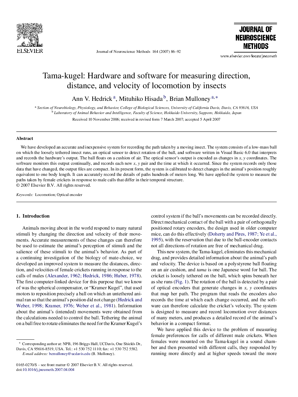 Tama-kugel: Hardware and software for measuring direction, distance, and velocity of locomotion by insects