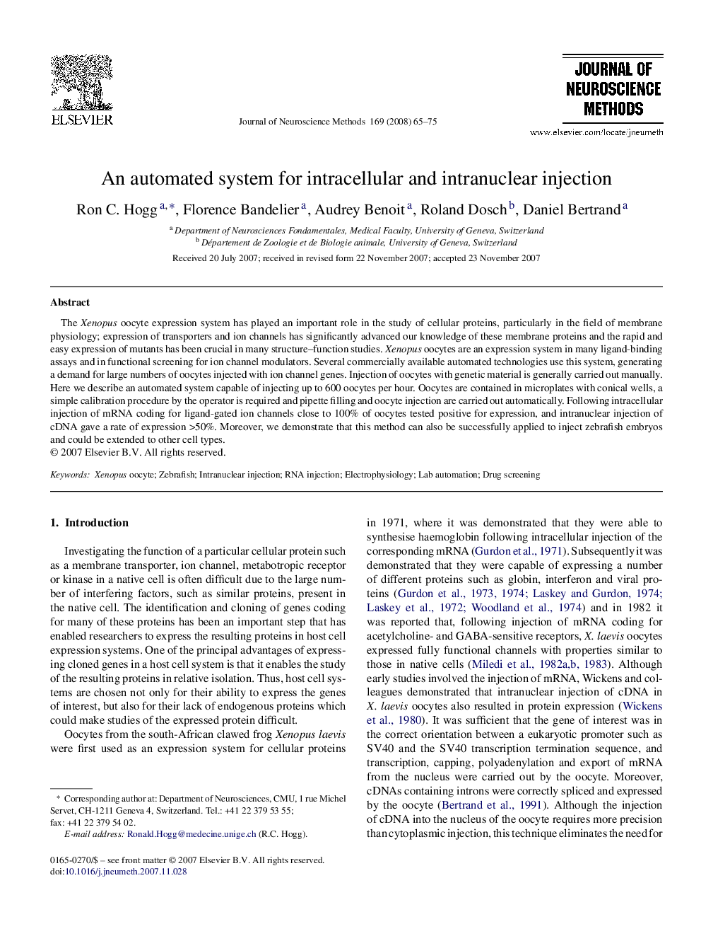 An automated system for intracellular and intranuclear injection