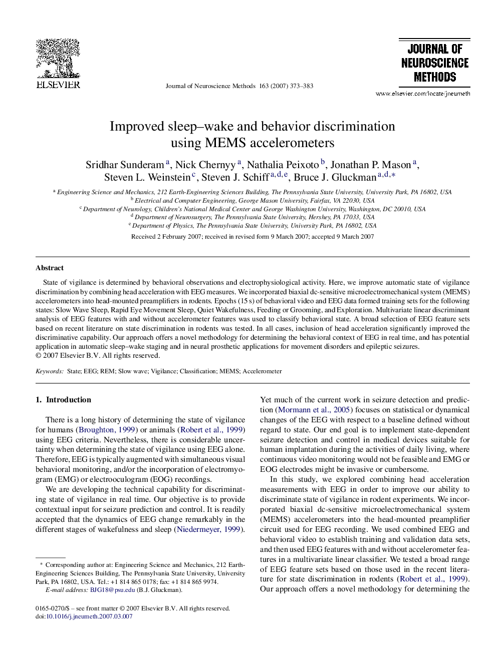 Improved sleep-wake and behavior discrimination using MEMS accelerometers