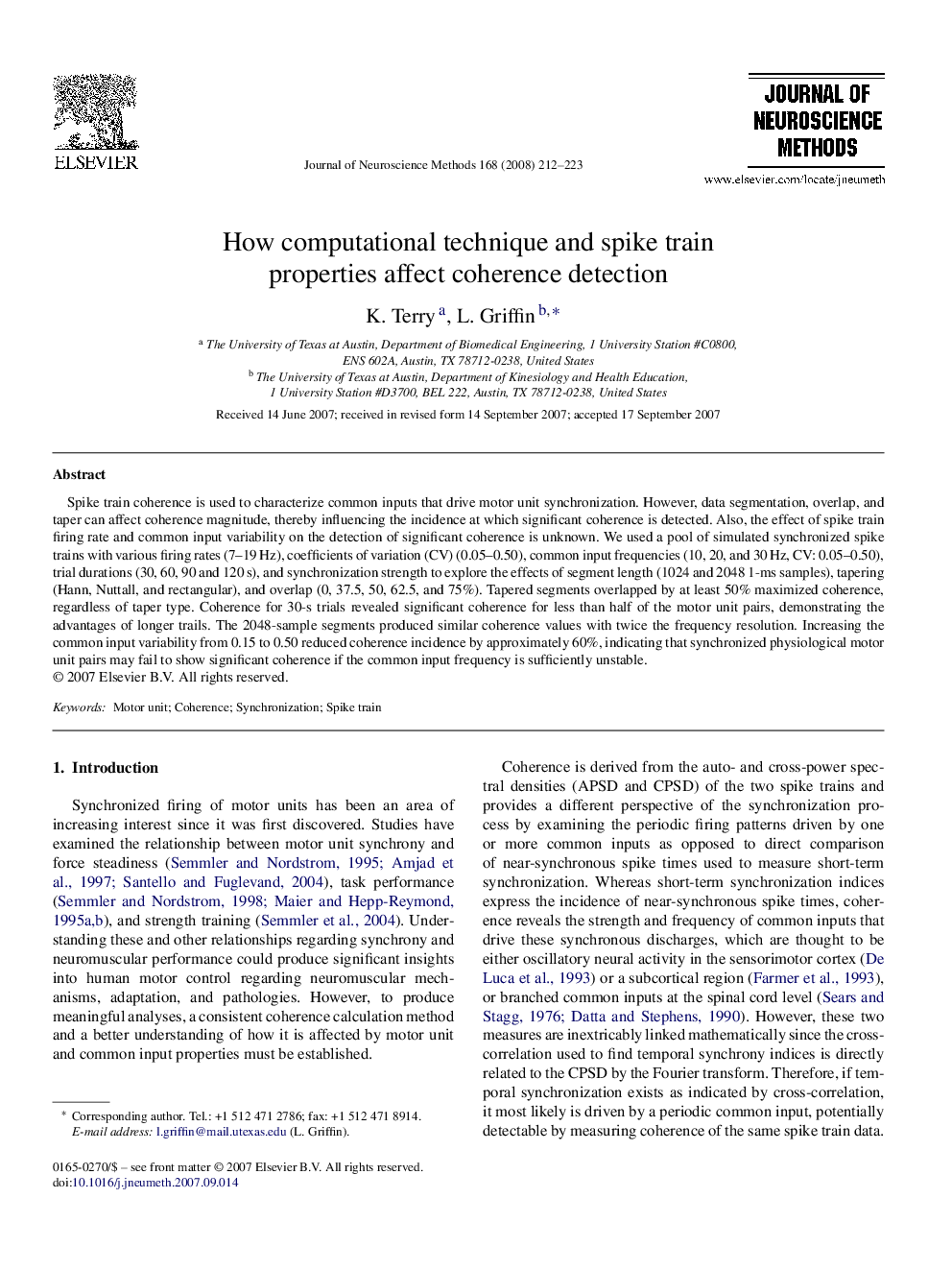 عکس صفحه اول مقاله: How computational technique and spike train properties affect coherence detection How computational technique and spike train properties affect coherence detection