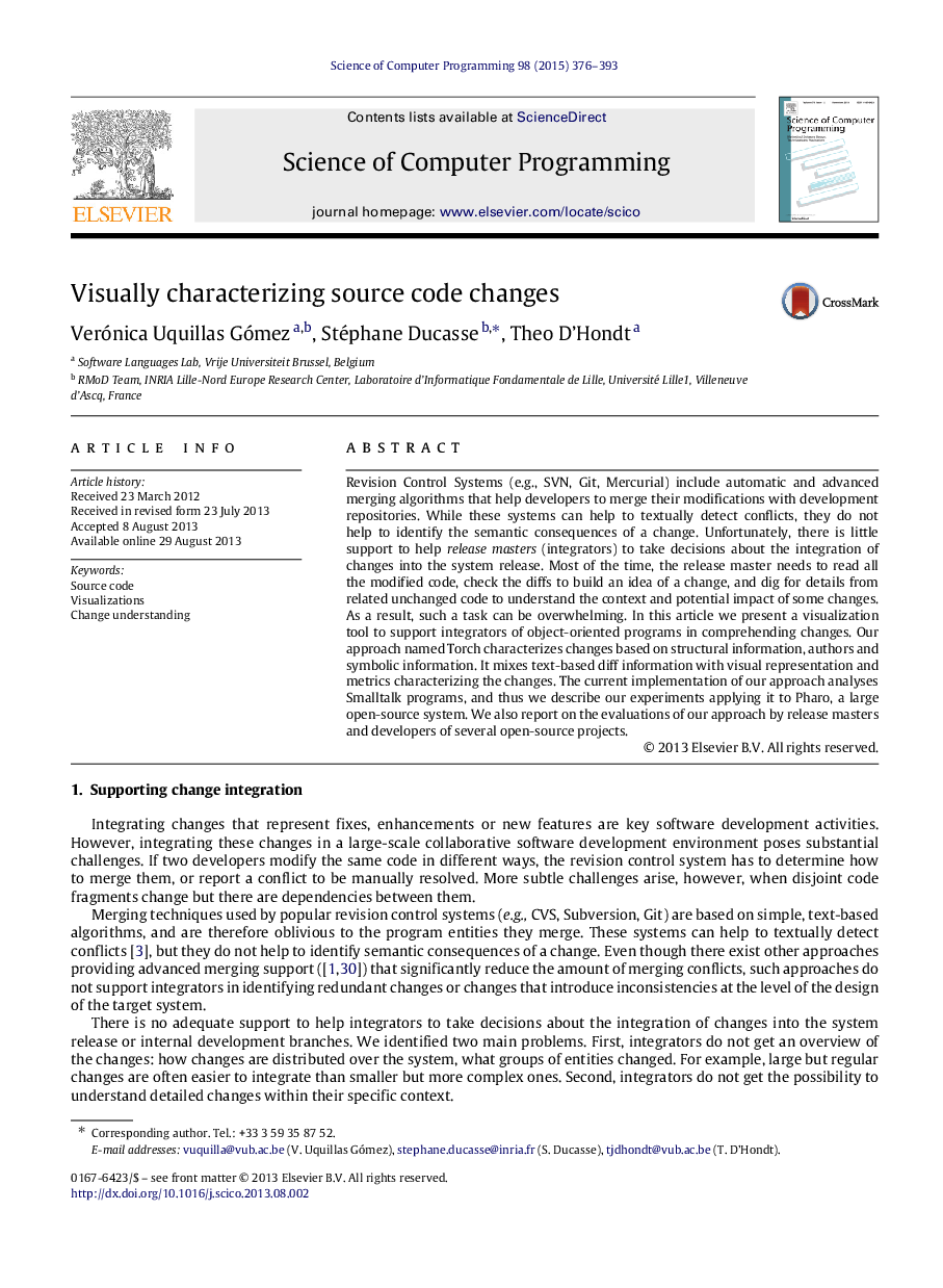 Visually characterizing source code changes