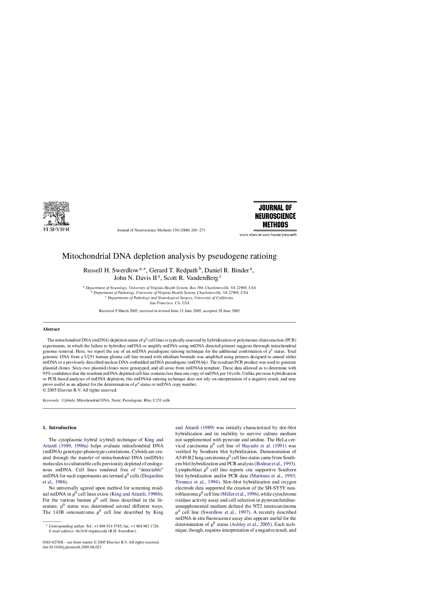 Mitochondrial DNA depletion analysis by pseudogene ratioing