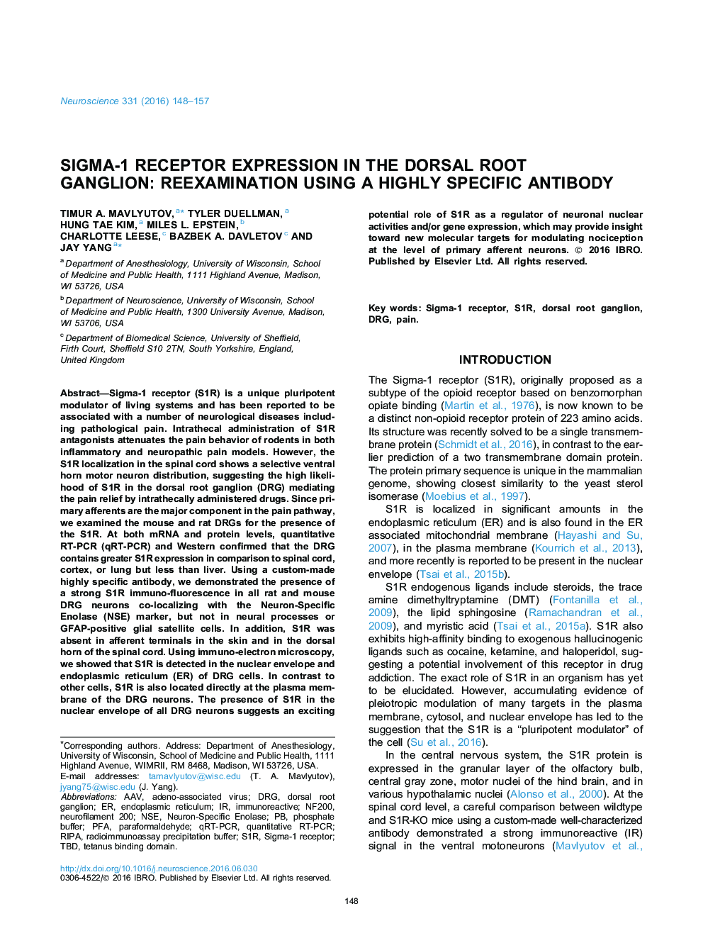 Sigma-1 receptor expression in the dorsal root ganglion: Reexamination using a highly specific antibody