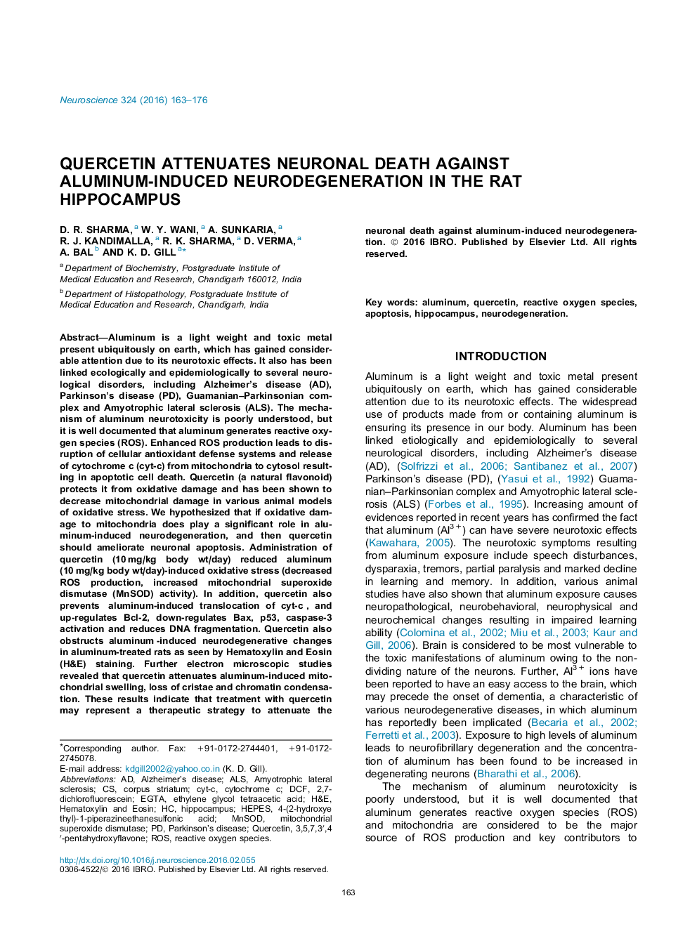 Quercetin attenuates neuronal death against aluminum-induced neurodegeneration in the rat hippocampus