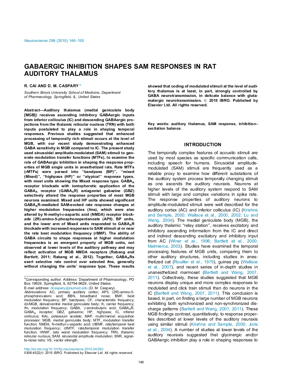 GABAergic inhibition shapes SAM responses in rat auditory thalamus