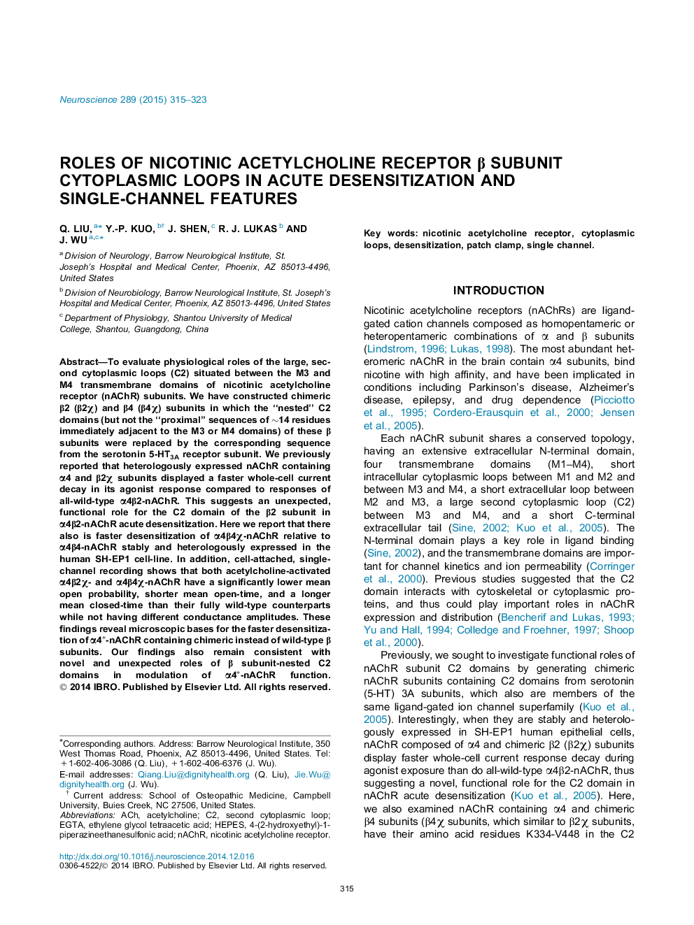 Roles of nicotinic acetylcholine receptor β subunit cytoplasmic loops in acute desensitization and single-channel features